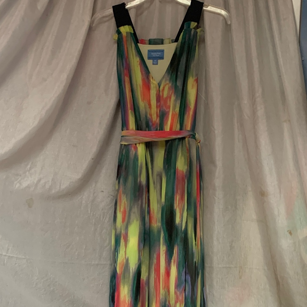 Simply Vera Vera Wang Multicolor Brushstroke Maxi Dress with Belt